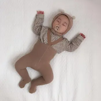 0-24m kūdikių berniukų žiemos drabužių šiltas kūdikiams, kūdikių suspender kelnės mergaitėms medvilnės megzti maišelį koja pants net kojinės vaikams