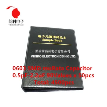 0603 Japonija muRata SMD Kondensatorius Mėginio knygų Rinkinys Asorti 90valuesx50pcs=4500pcs (0.5 pF 2.2 uF)