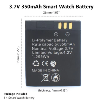 1-10VNT), 3,7 V 350mAh Įkraunamas Ličio jonų polimerų akumuliatorius Tik GT08 Smart Watch Baterija Žiūrėti Skaldytų Ląstelių baterija Pakeisti
