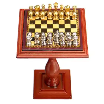 1:12 Masto Miniatiūriniai Šachmatų Rinkinį Su Stalo Magnetas Šachmatų Pramogų Mini Šachmatų Žaidimas Stovėti Miniatiūrinės Scenos Modelis Žaidimas Žaislas