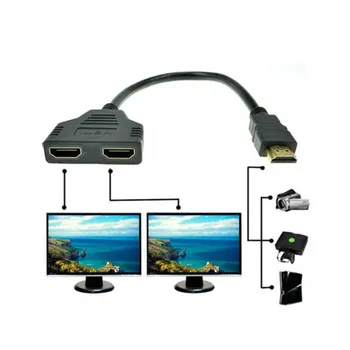 1 2 Padalinta Dvigubo Signalo Adapteris Konvertuoti Kabelis Vaizdo TV, HDTV, Plonas ir Kompaktiškas , Lengvai Saugojimo ir perkėlimo HDMI suderinamus