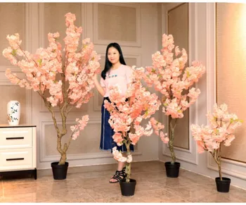 1.6 M aukščio, Baltos, Rožinės Spalvos Dirbtinės Cherry Blossom Medis Su Wase Viešbutis Parduotuvė 