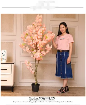 1.6 M aukščio, Baltos, Rožinės Spalvos Dirbtinės Cherry Blossom Medis Su Wase Viešbutis Parduotuvė 