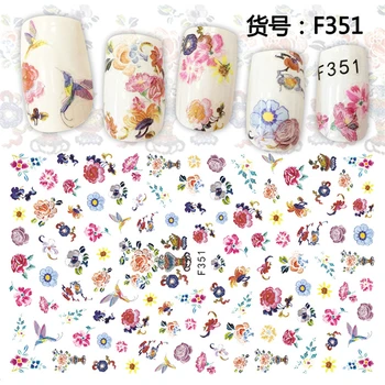 10 lapų, gėlių stilius, Klijai, lipdukai Nagų Dailės dekoracijos, Lipdukai akrilo nagų priedai grožio priemonės F351-360