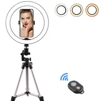 10inch Selfie Šviesos Žiedas su 39.40 colių Trikojis Stovas ir Telefono Laikiklis, skirtas Makiažas Live Stream, LED Kameros Žiedas Šviesos Vlog