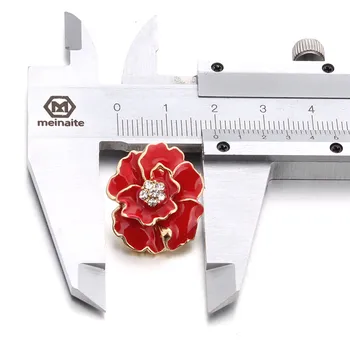 10vnt/daug Gražių Raudonų Gėlių Snap Papuošalai Metalo 18mm Snap Mygtuką Tinka OEM 