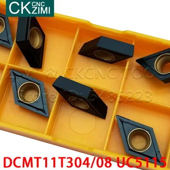 10VNT DCMT11T304 DCMT11T308 UC5115 Karbido Priemonė medienos tekinimo įrankiai Turėtojas Karbido Ašmenys CNC įterpti įrankiai DCMT 11T3 iš ketaus