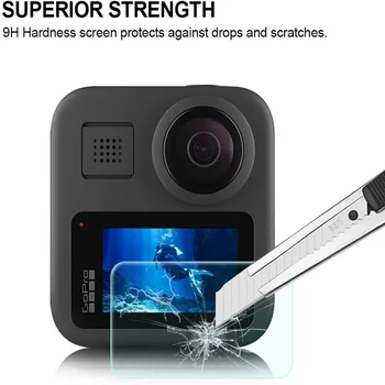 10VNT Grūdintas Stiklas GoPro Max Camera LCD Screen Protector, Objektyvas atsparus Įbrėžimams Apsauginės Plėvelės
