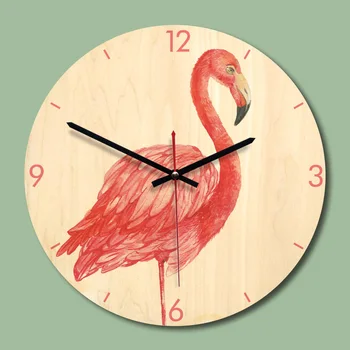 11 Colių Mados Sieninis Laikrodis, Vaikų Kambarys Dekoratyvinės Sienų Laikrodis Flamingas Animacinių filmų Medinis Sieninis Laikrodis Namų Puošybai išjungti