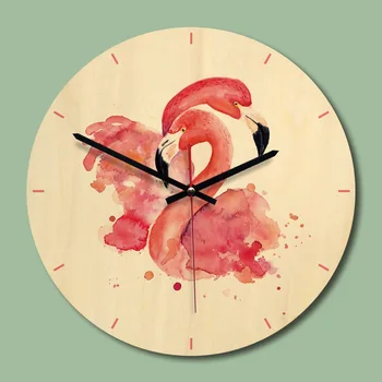 11 Colių Mados Sieninis Laikrodis, Vaikų Kambarys Dekoratyvinės Sienų Laikrodis Flamingas Animacinių filmų Medinis Sieninis Laikrodis Namų Puošybai išjungti