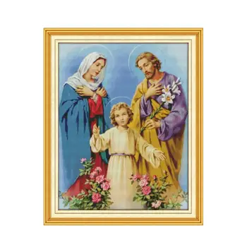 11CT Impresion lt lienzo cuadros de punto de Cruz jėzus Costura, Šventosios šeimos trijų baldai, dekoratyvinis dažymas Jėzaus
