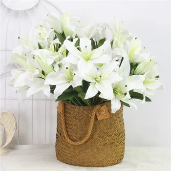 11head Lily Dirbtinių Gėlių Aukštos kokybės Šilko Modeliavimas Puokštė Vestuvių Namų Fotografija Rekvizitai Apdailos Valentino Diena Dovana