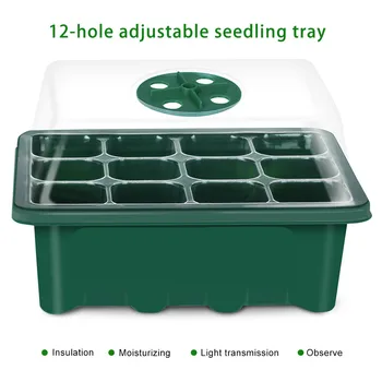 12 Cell Plastiko Darželio Puodai Darželio auginti Vazonuose Sodo Augalų Daigų Dėklas Daigumas Dėžutė su Dangčiu Sodas