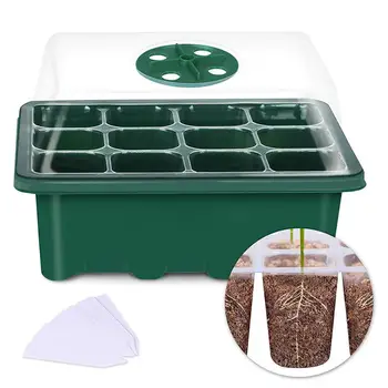 12 Cell Plastiko Darželio Puodai Darželio auginti Vazonuose Sodo Augalų Daigų Dėklas Daigumas Dėžutė su Dangčiu Sodas