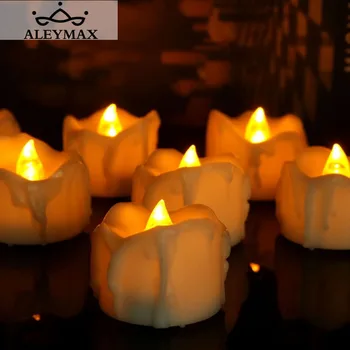 12 VNT. Nuotolinio Valdymo Geltonos Blyksinčios Arbatos Žvakė Romantiška Flameless LED Žvakių Šviesoje Namuose Šventė Vestuves