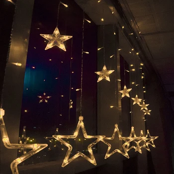 12 Žvaigždžių LED Užuolaidų String Žiburiai Kalėdų Pasakų Žibintai Girliandą Lauko Namo Vestuvių/Šalis/Užuolaidos/Sodo Puošmena