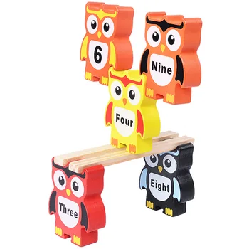 12Pcs Mediniai balansas žaislai vaikams kūrimo bloką spalvos skaitmeninis Pelėda blokuoti Anksti Švietimo plytų žaislai, stalo žaidimas