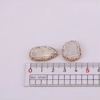 12PCS Natūralių perlų karoliukus, laisvės formos pusėje skylė tarpiklis karoliukai, nutiesti aukso kalnų krištolas kristalų mados juvelyrika karoliukai ZYZ160-9919
