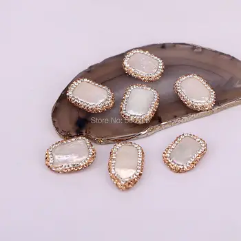 12PCS Natūralių perlų karoliukus, laisvės formos pusėje skylė tarpiklis karoliukai, nutiesti aukso kalnų krištolas kristalų mados juvelyrika karoliukai ZYZ160-9919