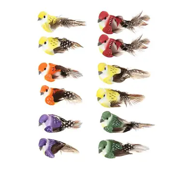12pcs/Set Modeliavimas Plunksnų Paukščiai Modeliai Netikras, Dirbtinis Putų Gyvūnų Vestuvių Sode Ornamentu Amatų Miniatiūriniai Apdailos