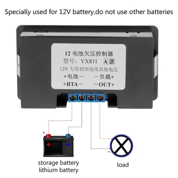 12V Battery Low Voltage Cut off Automatinis įjungimas Apsauga Undervoltage Valdytojas