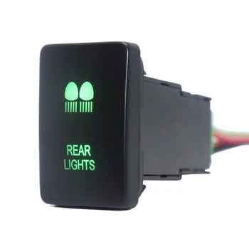 12V Galiniai Žibintai toks mygtukas įjungimas-Išjungimas Žalia LED Žibintai su Jungties Laidą 