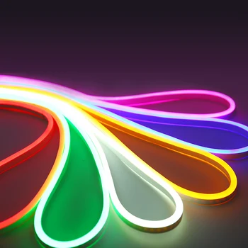 12v led neon juostelės šviesos vandeniui ip68 lanksti juosta 2835 smd 120led/m balta šiltai balta geltona raudona žalia mėlyna RGB virvė
