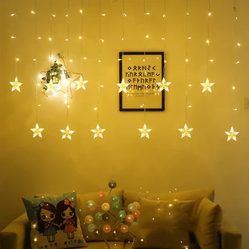 138 žibintai 12 žvaigždžių Kalėdų Žvaigždė Užuolaidų Žibintai namų žvaigždžių apdailos ES žibintai string Kalėdinė dekoracija Šalis Vestuvių