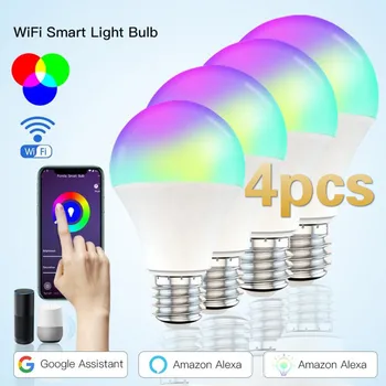 15W WiFi Smart Lemputės B22 E27 LED RGB Lempa, Alexa, Google, Namuose 85-265V RGB+Baltos spalvos ryškumas gali būti reguliuojamas Laikmatis, Funkcija Magic Lemputė Dropship