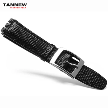 17mm juoda balta ruda laikrodis dirželis swatch YGS716 YAS100 moterų watchband lazdos driežas natūralios odos Apyrankė