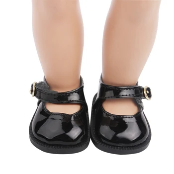 18 colių Mergaičių lėlės batai, Odiniai batai su sklendėmis ir apvalios patarimai PU Amerikos naujagimių batų žaislai tinkami 43 cm kūdikių lėlės s40