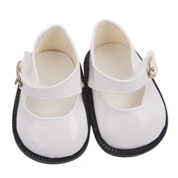 18 colių Mergaičių lėlės batai, Odiniai batai su sklendėmis ir apvalios patarimai PU Amerikos naujagimių batų žaislai tinkami 43 cm kūdikių lėlės s40
