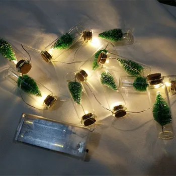 1M 10vnt Mini Kalėdų eglutę LED String Pasakų Žibintai Stiklo Butelis Pakabukas Natale Girliandą Kalėdų Dekoracijas Namuose Naujųjų Metų Dovana