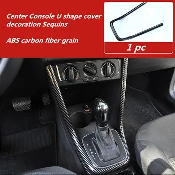 1pc Automobilių lipdukai ABS anglies pluošto grūdų Centras Konsolės U formos dangtelio apdaila Blizgančiais už 2011-2017 Volkswagen VW POLO 6R 6C