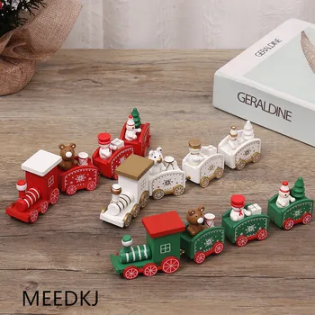 1pcs vaikų traukinio Kalėdų dekoracijas keturių medinių traukinių Santa Claus lokys dekoratyviniai papuošalai dovanos