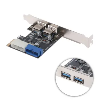 1Set 2 Prievadai USB 3.0 PCI Express Priekinis Skydelis su Valdymo Kortelės Adapteris 4-Pin Ir 20 Pin
