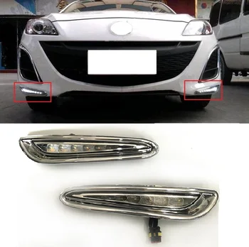 1set LED Dieniniai Žibintai DRL Atveju Mazda 3 Axela 2012-2013 LED Priekinis Bamperis Balta+Geltona Priešrūkinis Žibintas Automobilių Reikmenys
