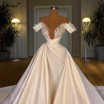 2 Dizaino Balto Vestuvių Suknelės 2021 Ilgomis Rankovėmis Princesė, Vestuvinių Suknelių Vestido De Noiva Granules, Nuotakų Suknelės, Chalatas De Mariage