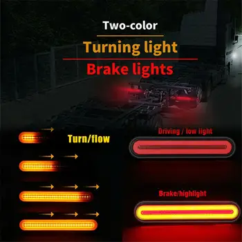 2*LED Sunkvežimio Stabdžių Šviesos 4 in1 Neon Halo Žiedo Eilės Teka Signalo Šviesos Lempos Priekaba RV Šviesos Juostą Posūkio Signalo Tolimosios šviesos Žibintas