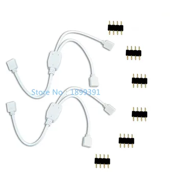 2 Pakuočių 4 Pin Splitter Cable LED Juostelės Prijungti 2 Way Splitter Splitter už Vieną arba Dvi 5050/3528 RGB LED Šviesos Juostelės