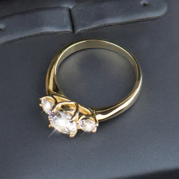 2017 Naujas 2c 925 Sterlingas Sidabro Žiedas Moterims CZ Cirkonis Vestuvių Žiedai Prekės Aukso Spalvos Mados Žiedai Didmeninė Papuošalai
