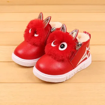 2018 m. žiemos naujas 1 iki 5 metų amžiaus mergina kūdikių bateliai mažų Šiltų pliušinis vaikų sniego batai mažai animacinių filmų vaikams kailiniai batai dydis 21-30