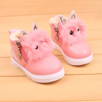 2018 m. žiemos naujas 1 iki 5 metų amžiaus mergina kūdikių bateliai mažų Šiltų pliušinis vaikų sniego batai mažai animacinių filmų vaikams kailiniai batai dydis 21-30