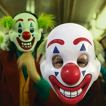 2019 Joker Kilmės Filmą Siaubo Baisu Klounas, Kaukė su Žaliąja Perukas Cosplay Joaquin Phoenix Arthur Fleck Latekso Kaukė Helovinas Rekvizitai