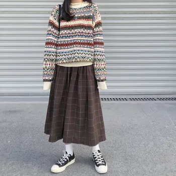 2019 korėjos stiliaus prarasti derliaus nacionalinės ilgomis rankovėmis megzti šilti megztiniai vyrų ir moterų megztiniai ir puloveriai (X1198)