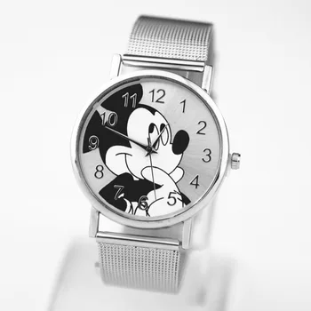 2019 Mados Prekės ženklo Mickey naujausias prabanga kvarco žiūrėti Lady Plonas Nerūdijančio Plieno Tinklelio, Dirželis Žiūrėti Moterų Laikrodis kobiet zegarka