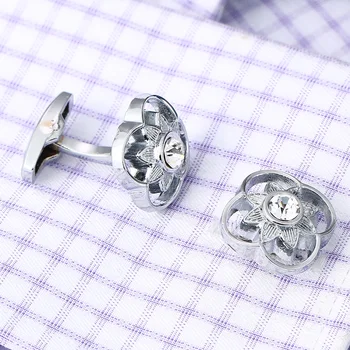 2019 Naujas Silver Crystal Turas rankogalių segtukai vyriški Papuošalai Didmeninė Marškinių Rankogalių segtukai Mygtukai Mens Vestuvių Dovanos Moterims Dizaineris