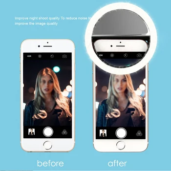 2019 Selfie Žiedas Šviesos USB Mokestis Selfie Portable Led Flash Kamera Telefoną Fotografijos Žiedas Šviesos Stiprinimas 