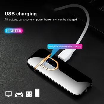 2020 m. Elektros Dual Lanko Lengvesni USB Įkrovimo Vėjo Flameless Plazmos Pulsų Žiebtuvėliai Su LED Maitinimo Ekranas Vyrams Naujas