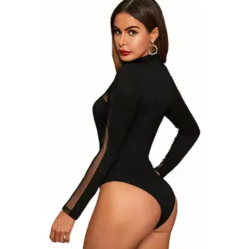 2020 M. Moteris Seksuali Vien Akies Nėrinių Bodysuit Jumpsuit Long Sleeve Top Bodysuit Matyti Per Ponios Romper Vienas Gabalas Jumpsuit Clubwear